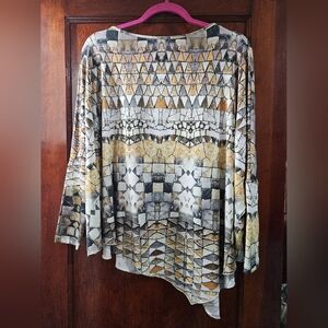 Paniz Architectural Pattern Blouse Top Size L Made in USA